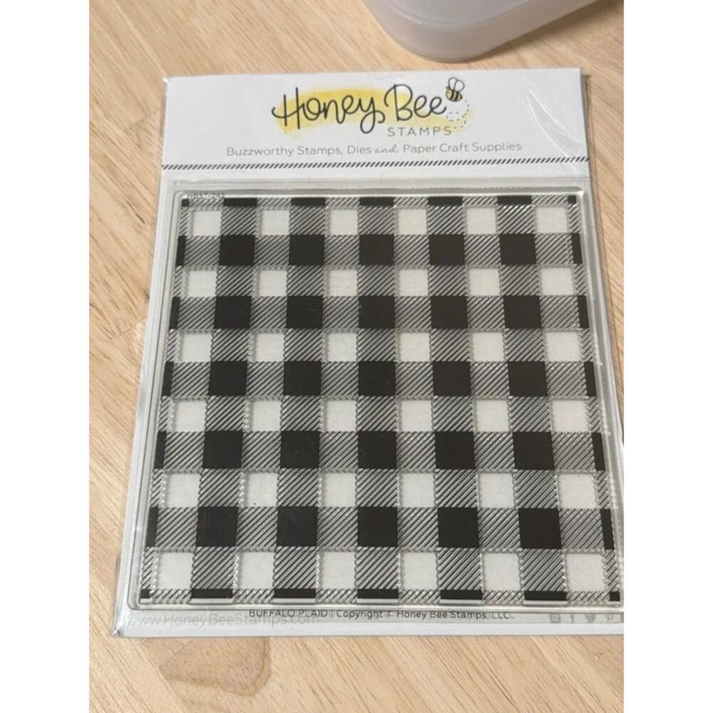 Honey bee buffalo plaid stamp